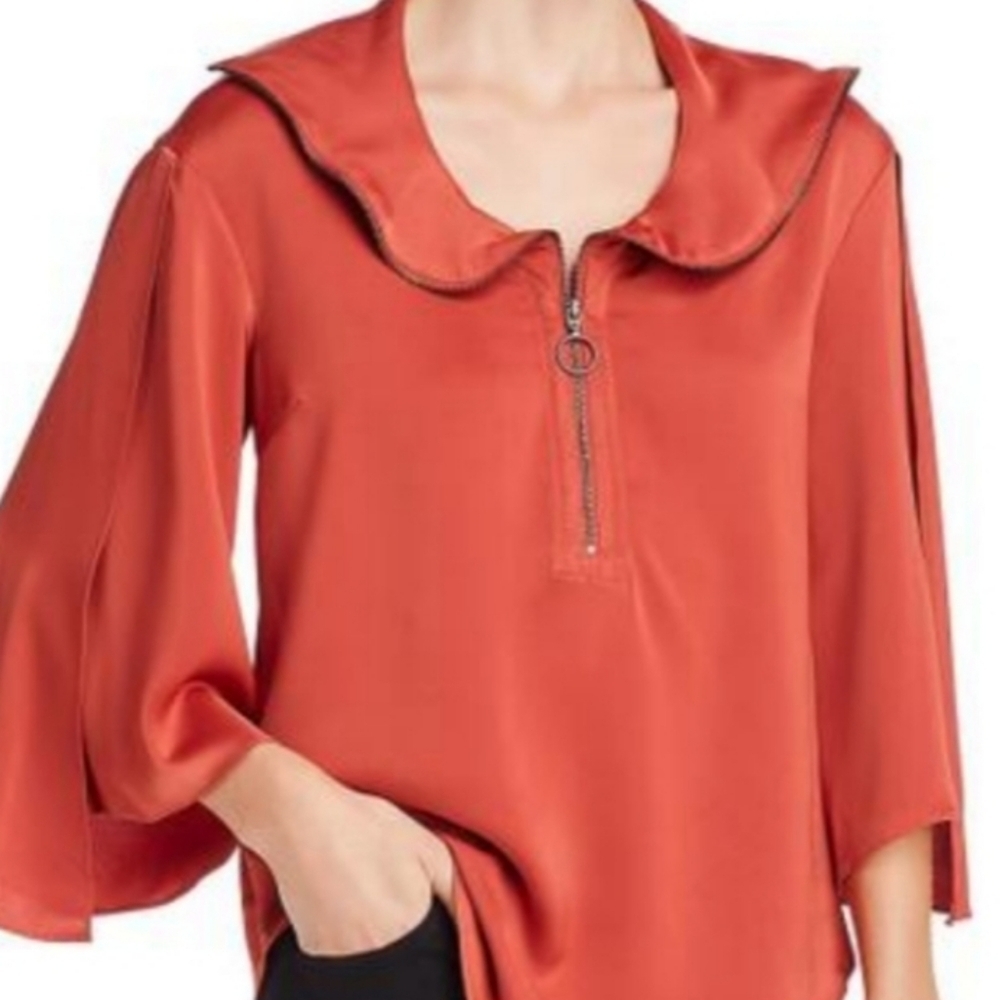 Kenneth Cole Blouse With Zip Flounce in Eggshell - Picture 14 of 14